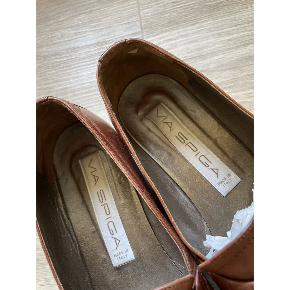 Via Spiga Women’s Pointed Toe Flat Shoes Tan Leather Classic Brown Size 8B - Picture 5 of 7